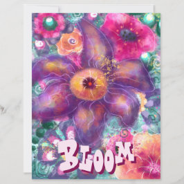 Whimsical Floral Abstract Art Teal Personalized 