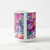 Whimsical Floral Abstract Art Teal Personalized  コーヒーマグカップ (中央)