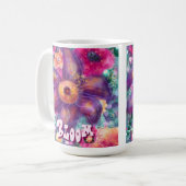 Whimsical Floral Abstract Art Teal Personalized  コーヒーマグカップ (正面左)