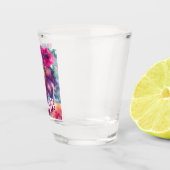 Whimsical Floral Abstract Art Teal Personalized  ショットグラス (右)