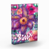 Whimsical Floral Abstract Art Teal Personalized フォトブロック (左)