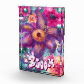 Whimsical Floral Abstract Art Teal Personalized フォトブロック (右)