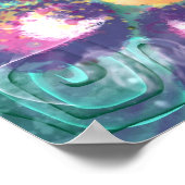 Whimsical Floral Abstract Art Teal Personalized ポスター (角)