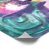 Whimsical Floral Abstract Art Teal Personalized ポスター (角)