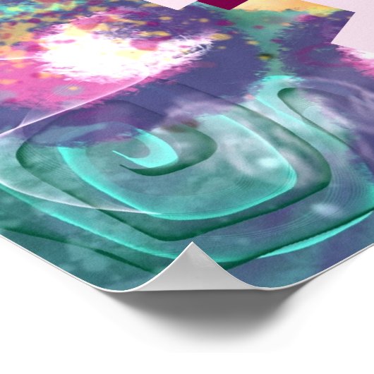 Whimsical Floral Abstract Art Teal Personalized ポスター (角)