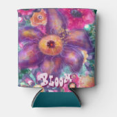 Whimsical Floral Abstract Art Teal Personalized 缶クーラー (正面)
