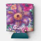 Whimsical Floral Abstract Art Teal Personalized  缶クーラー (裏面)