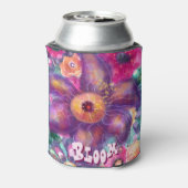 Whimsical Floral Abstract Art Teal Personalized  缶クーラー (缶裏面)