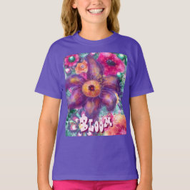 Whimsical Floral Abstract Art Teal Personalized  Tシャツ