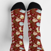 Whimsical Floral and Sleepy Cat Pattern Socks ソックス (上部)