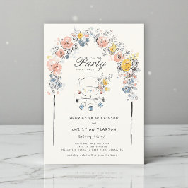 Whimsical Floral Arch Watercolor Wedding All-in-On 招待状