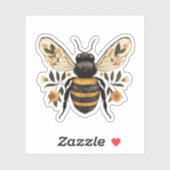Whimsical Floral Bee Vinyl Sticker シール (シート)