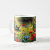 Whimsical Floral Black Cat Mug コーヒーマグカップ (正面左)