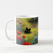 Whimsical Floral Black Cat Mug コーヒーマグカップ (左)