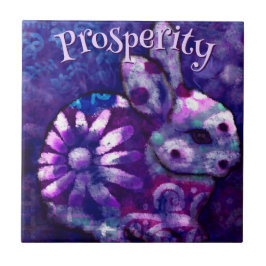 Whimsical Floral Bunny Rabbit Personalized タイル