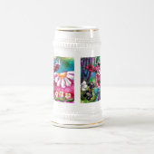 Whimsical Floral Cow Pink Teal Black Personalized ビールジョッキ (中央)