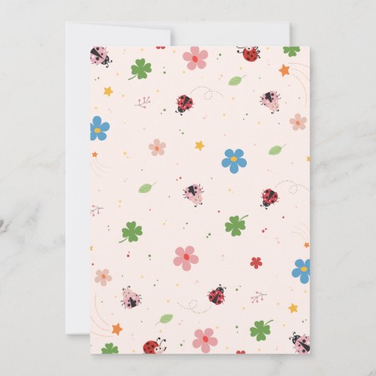 Whimsical Floral Cute Bug Ladybug 1st Birthday 招待状 (裏面)