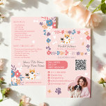 Whimsical floral cute pastel pet sitter dog walker チラシ<br><div class="desc">この愛らしいペットシッターとドッグウォーカーのチラシで図解入りの、写真付きの、ペットのケアビジネスを高める。花に囲まれた魅力的ペットのお洒落デザインをよくはしゃぐ完全に編集可能なカラーパレットに取り入れた、このチラシは注目を集め、あなたのサービスを見せるのに最適である。フロントは重要な情連絡報、ソーシャルメディアの取り扱い、オンラインのポートフォリオへの簡単アクセスのためのQRコードをハイライトし、背面には犬の歩く、猫座り、ペットの管理食べ物を与え、投薬管理などの包括的なサービスがリストされている。可愛くてプロフェッショナルなルックでブランドが際立ち、信頼と温かみを潜在的な顧客に伝える。</div>