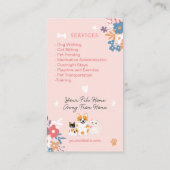 Whimsical floral cute pastel pet sitter dog walker 名刺 (裏面)