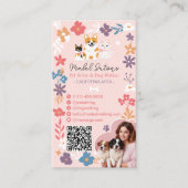 Whimsical floral cute pastel pet sitter dog walker 名刺 (正面)
