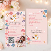 Whimsical floral cute pastel pet sitter dog walker 名刺