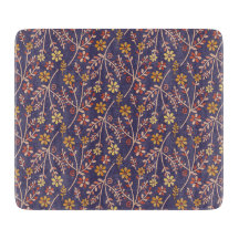 Whimsical Floral Design with Vines on Purple Back