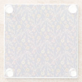 Whimsical Floral Design with Vines on Purple Back ガラスコースター (裏面)