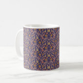 Whimsical Floral Design with Vines on Purple Back コーヒーマグカップ (正面左)