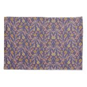 Whimsical Floral Design with Vines on Purple Back 枕カバー (裏面-左)