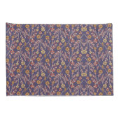 Whimsical Floral Design with Vines on Purple Back 枕カバー (裏面-右)