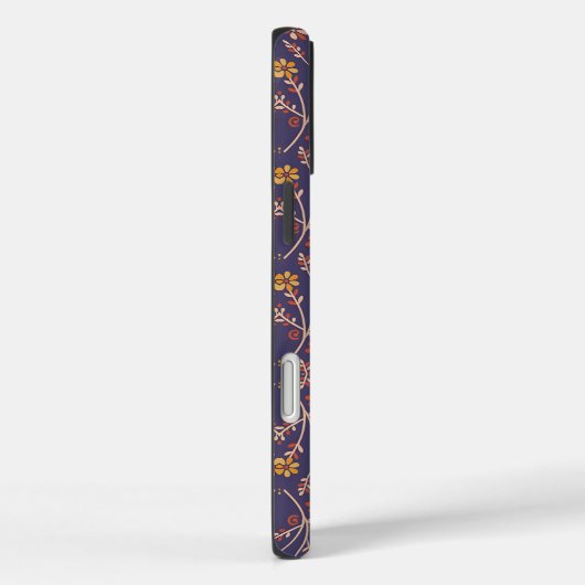 Whimsical Floral Design with Vines on Purple Back Case-Mate iPhoneケース (裏面 / 右)