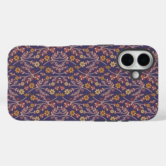 Whimsical Floral Design with Vines on Purple Back Case-Mate iPhoneケース (裏面 (横))