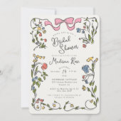 Whimsical Floral Doodle Bridal Shower Invite 招待状 (正面)