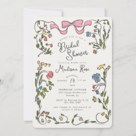 Whimsical Floral Doodle Bridal Shower Invite 招待状