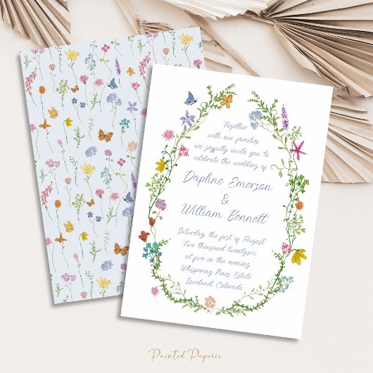 Whimsical Floral Doodle Wedding 招待状