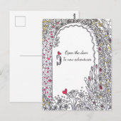 Whimsical Floral Door New Adventures Art Postcard ポストカード (正面/裏面)