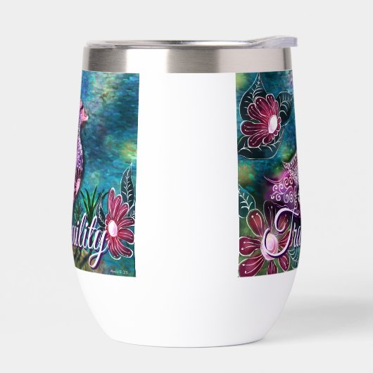 Whimsical Floral Duck Purple Teal Personalized (左面)