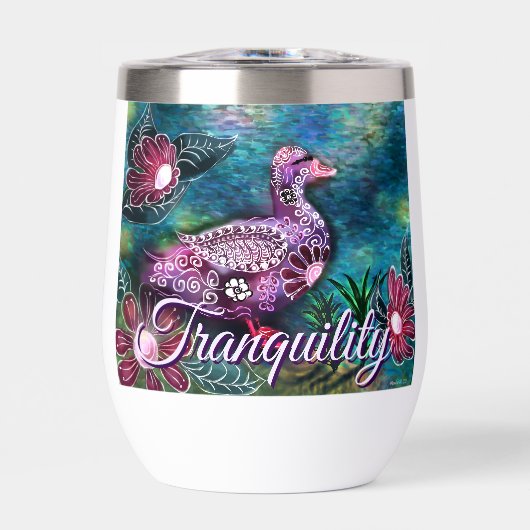 Whimsical Floral Duck Purple Teal Personalized (正面)