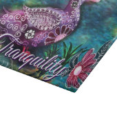Whimsical Floral Duck Purple Teal Personalized カッティングボード (角)
