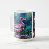 Whimsical Floral Duck Purple Teal Personalized コーヒーマグカップ (正面左)
