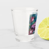 Whimsical Floral Duck Purple Teal Personalized ショットグラス (左)