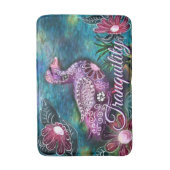 Whimsical Floral Duck Purple Teal Personalized バスマット (正面縦)