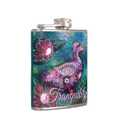 Whimsical Floral Duck Purple Teal Personalized フラスク (右)