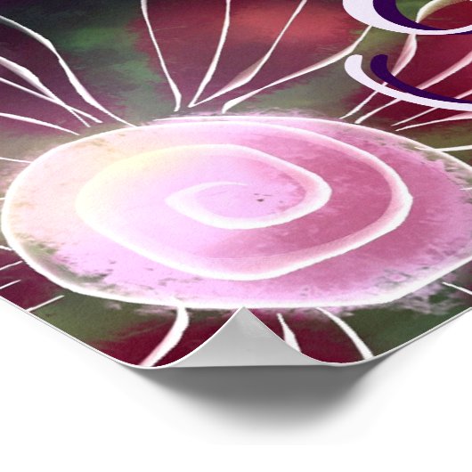 Whimsical Floral Duck Purple Teal Personalized ポスター (角)