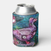 Whimsical Floral Duck Purple Teal Personalized 缶クーラー (缶正面)