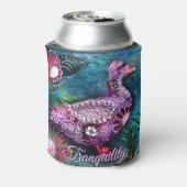 Whimsical Floral Duck Purple Teal Personalized 缶クーラー (缶裏面)