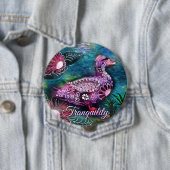 Whimsical Floral Duck Purple Teal Personalized 缶バッジ (インサイチュ)
