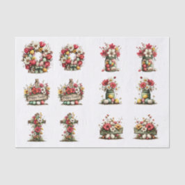 Whimsical Floral Easter for  Shells  Decoupage 薄葉紙