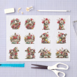 Whimsical Floral Easter for Shells  Decoupage 薄葉紙
