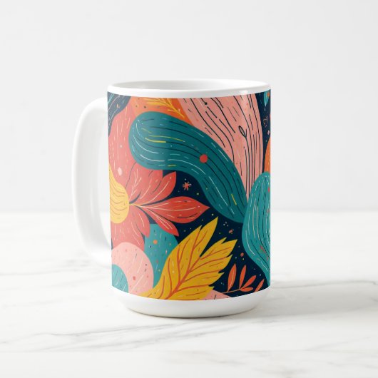 Whimsical Floral Flow Mug コーヒーマグカップ (正面左)